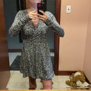 Black and white wrap dress